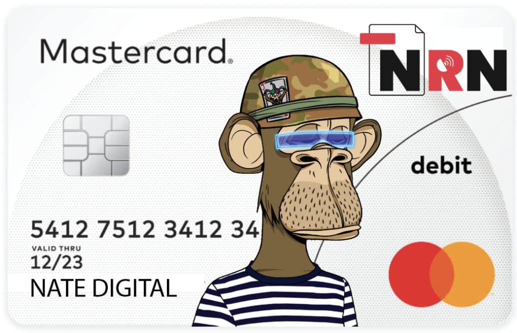 imagen de una tarjeta de débito NFT hi personalizable con Bored Ape