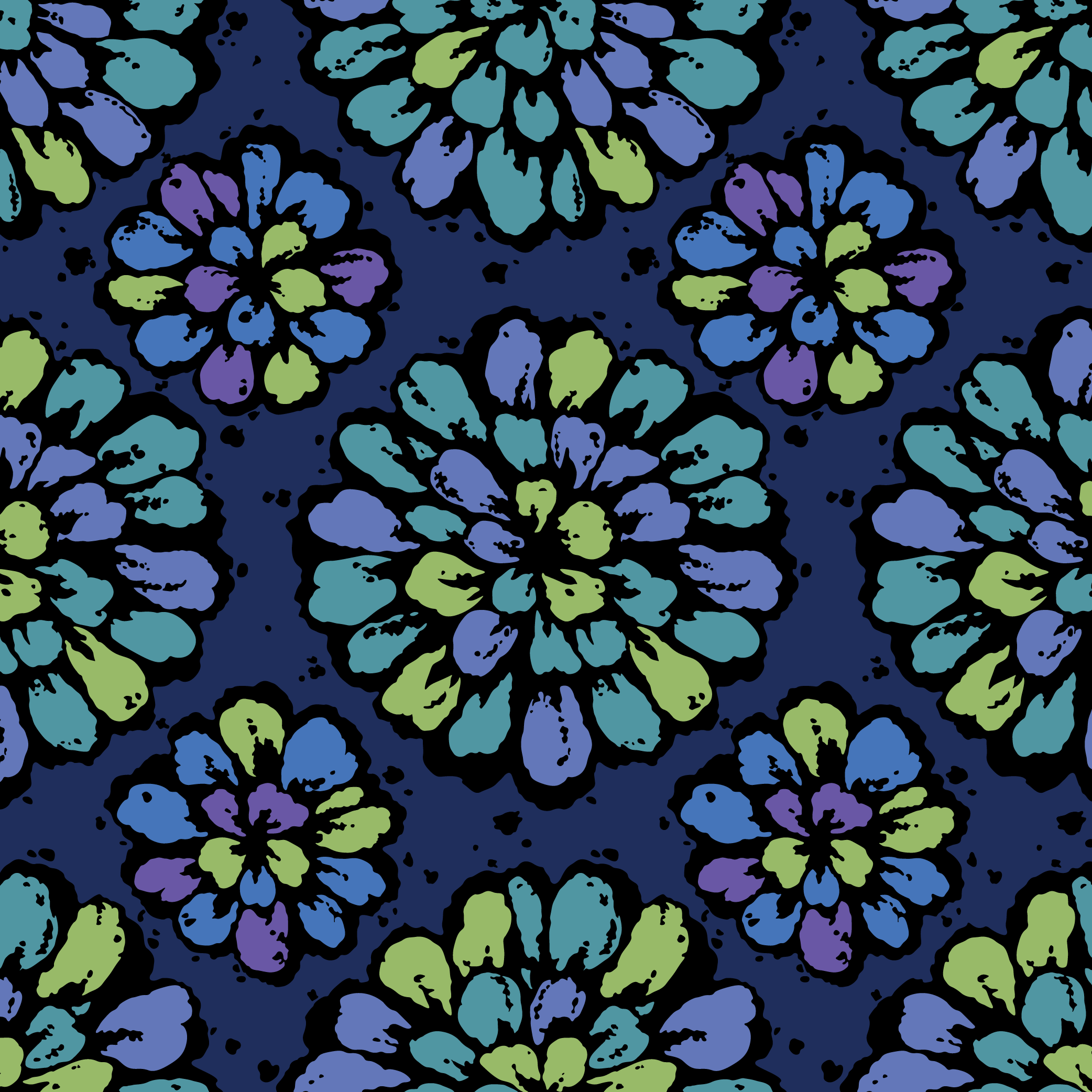 imagen de patrón de flor azul y verde