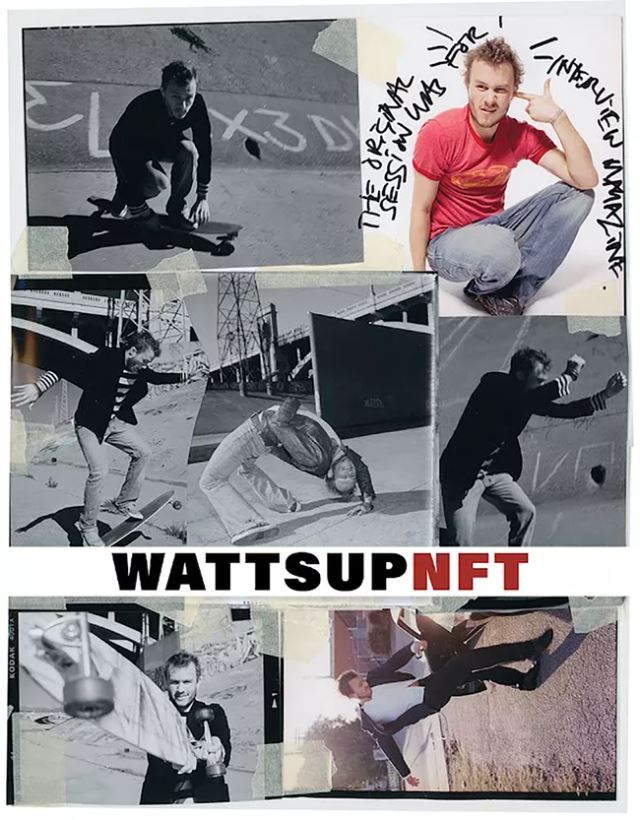 collage digital con fotografías de Heath Ledger mientras andaba en patineta en Los Ángeles