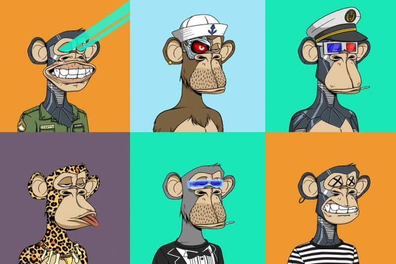 Diferentes avatares de Bored Ape NFT