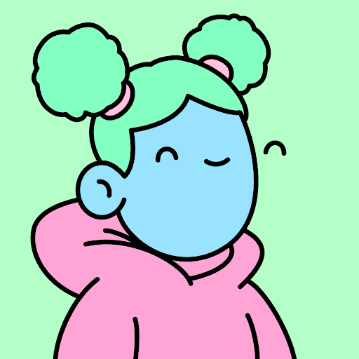 un avatar de Doodles con capucha rosa