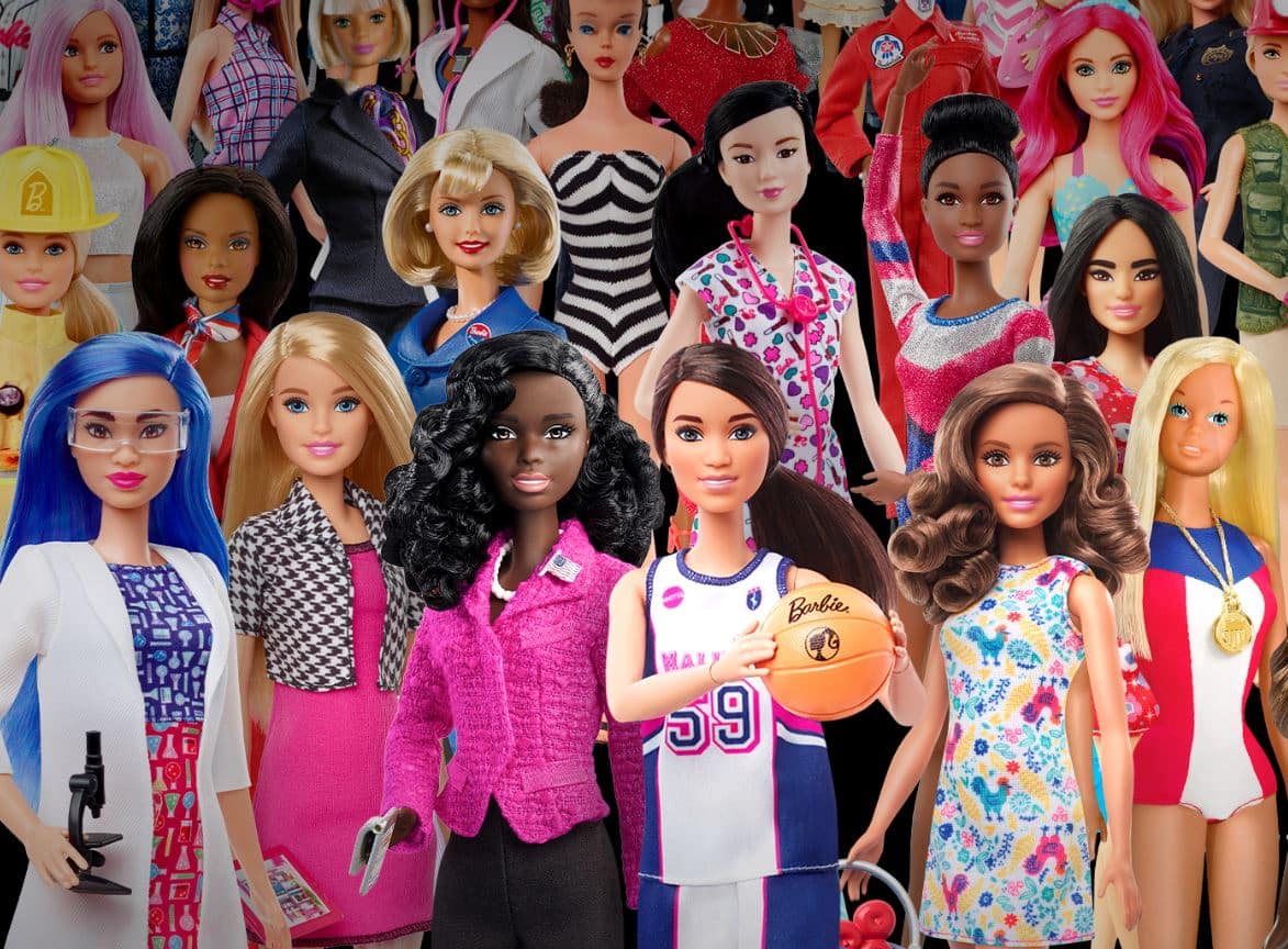 imagen de decenas de muñecas Barbie con diversas profesiones que simbolizan su colección NFT