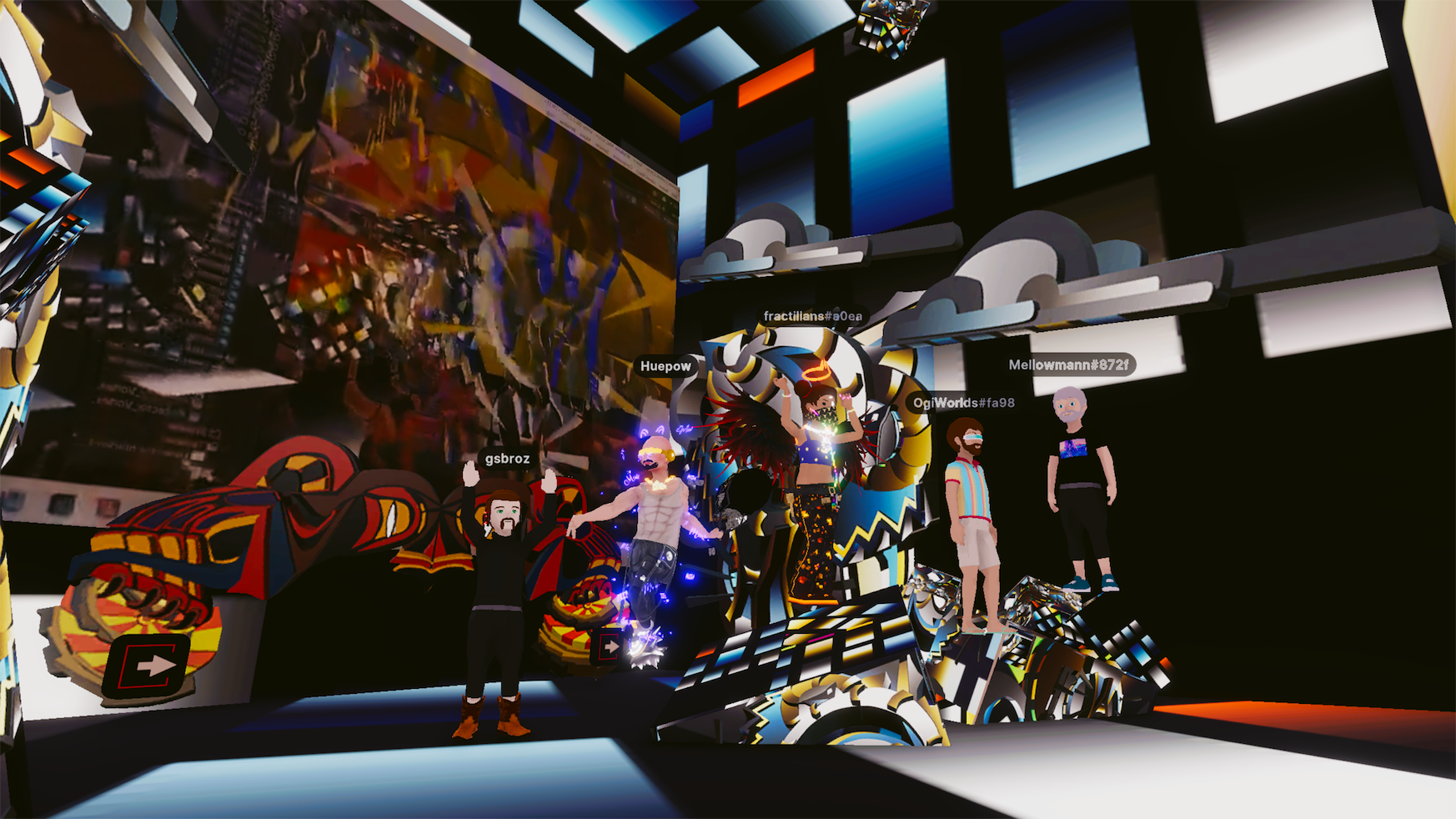 captura de pantalla de una fiesta rave de Decentraland